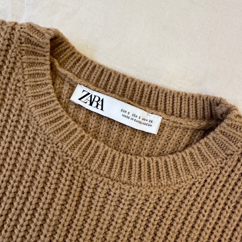 Zara camel knit bell sleeve sweater